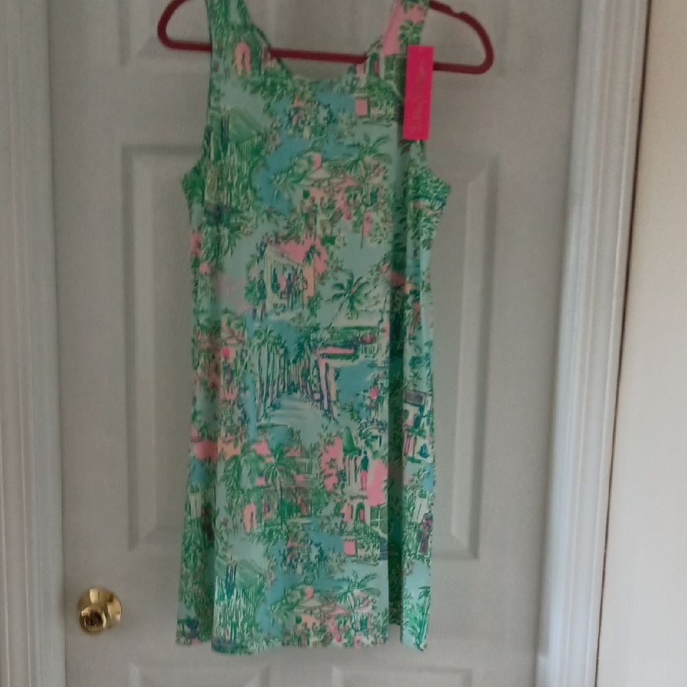 Lilly Pulitzer Green and Pink Tropical Dress